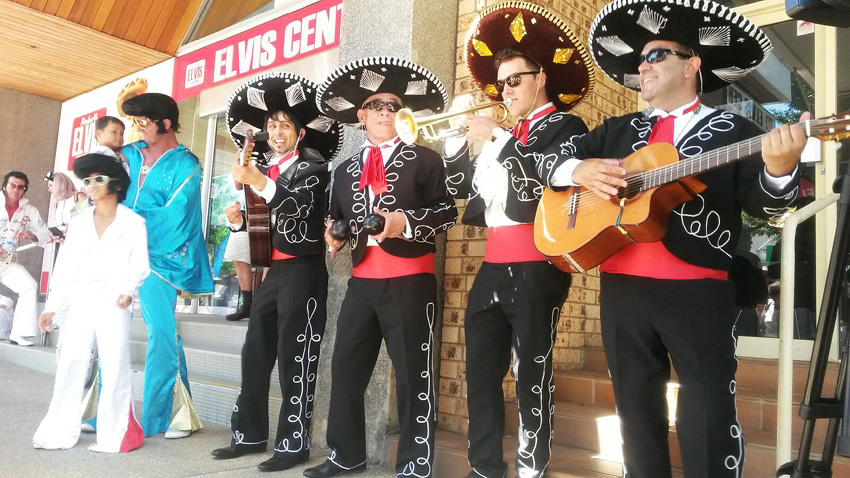 Elvis Parkes Festival with The Three Amigos Roving Mexican Mariachi Band Adelaide Australia