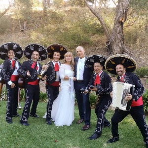 Bride and Groom with The Mariachis. Glen Ewin Estate